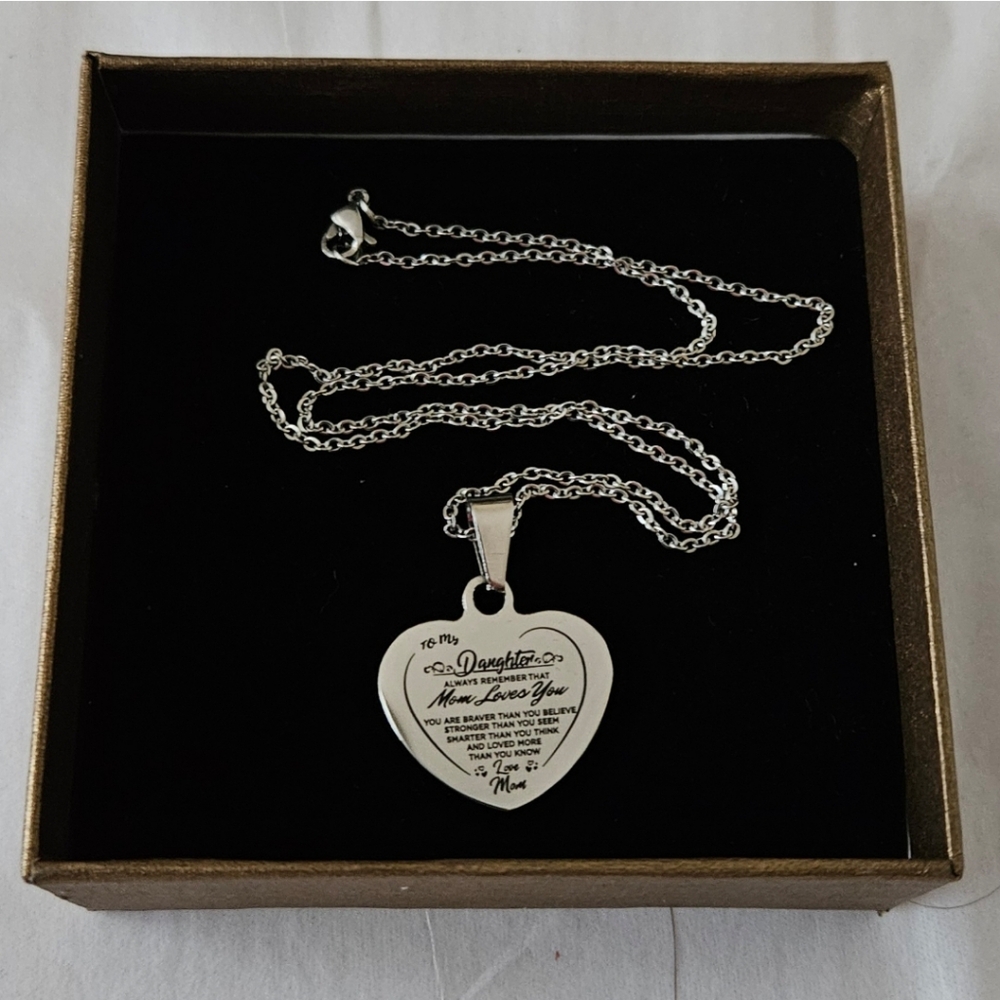 "To My Daughter" Heart Love Necklace. Mom Woman Girl Boxed Gift